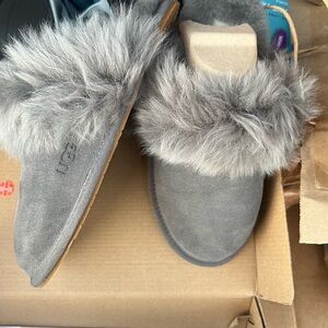 Ugg  size 7  Grey Fur Slippers